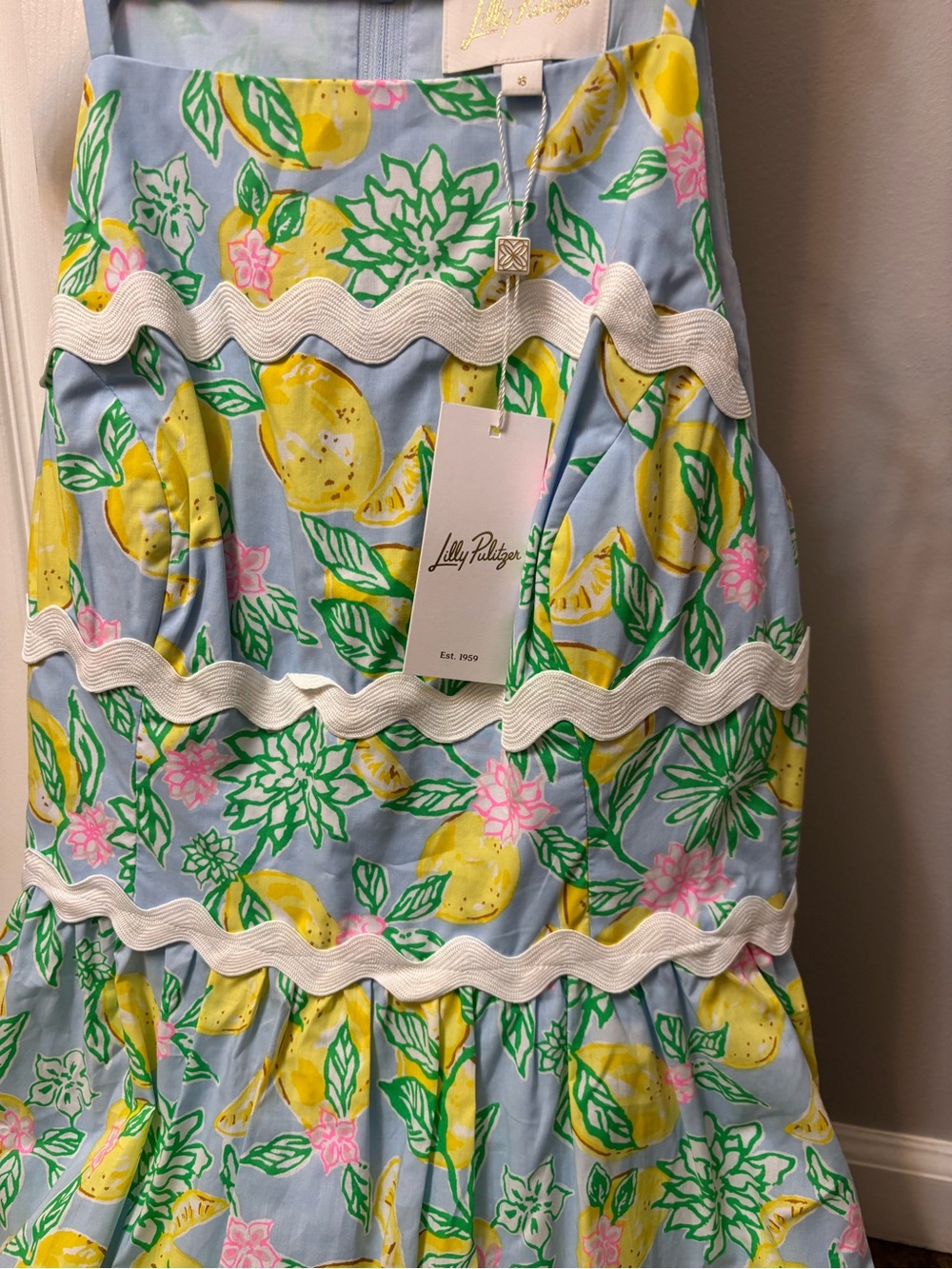 Lilly Pulitzer Blue Lemon Print Tiered Sundress originally $248. - Picture 3 of 7